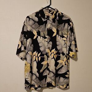 Tommy Bahoma Tropical Black and Cream Men's Shirt L